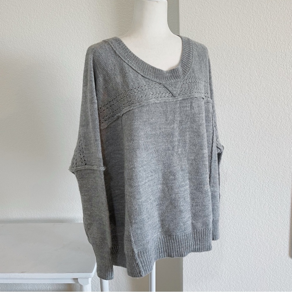 Women’s Gray Wool Alpaca Blend Sweater Size M/L Cozy Knit Pullover